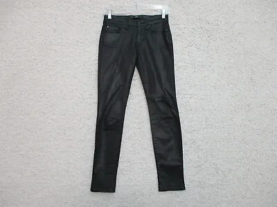 Else Jeans 24 Womens Black Denim Coated Skinny Stretch Mid Rise Dark Wash Casual • $8.85