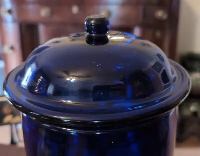 Cobalt Blue Blown Glass Apothecary Pharmacy Covered Jar Vintage  • $295