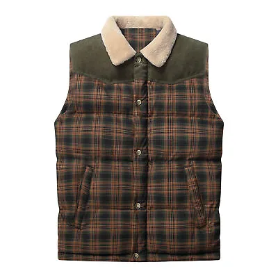 Warm Plaid Vest With Men's Neck Collar • $34.99