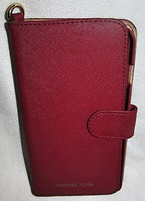 Michael Kors Red Saffiano Leather Folio Card Case Phone Wallet 6 X 3 IPhone • $34.40