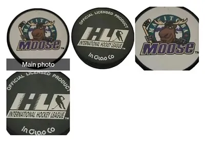 MANITOBA MOOSE VINTAGE IHL OFFICIAL INGLASCO VEGUM MFG. HOCKEY PUCK Made In 🇸🇰 • $29.99