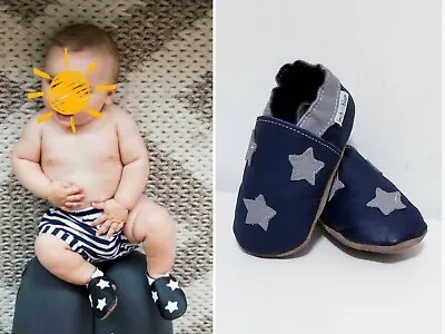 Baby Boy's Girl's INCH BLUE Little Star Leather Moccasins Booties 12-18 M Mos • $20