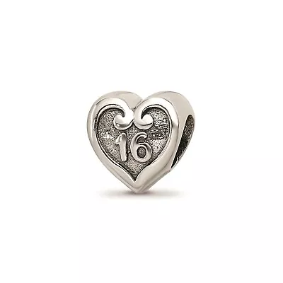 Reflection Beads Sterling Silver 2-Sided Sweet Sixteen In Heart Bead • $20