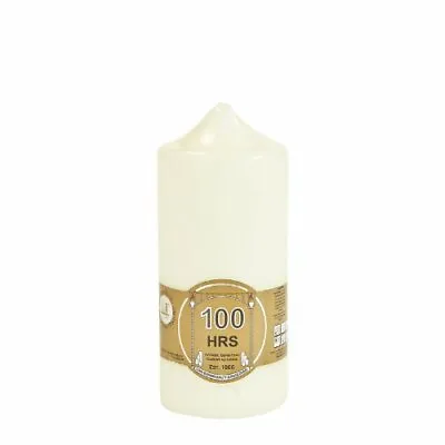 £6.99 • Buy Pillar Candle Church Wedding Altar Cream Unscented Wax 100 Hours Burn