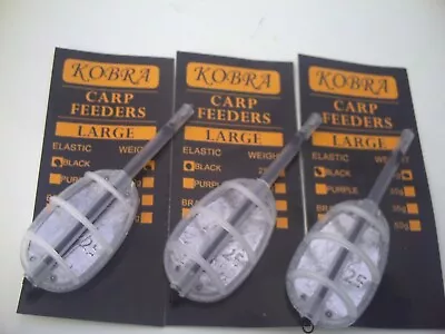 3 X Large Kobra Flat Method Feeders With Black Hollow Elastic.25g..New Design !! • $7.45