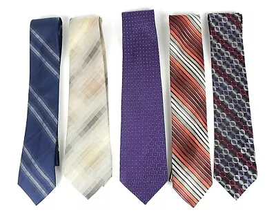 Van Heusen Mens Necktie Lot Of 5 Designer Tie 100% Silk L-58 60 W-3.25 4 NWOT • $27