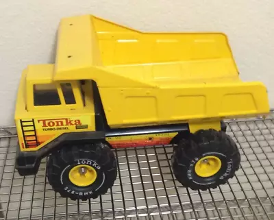 Vintage 1993 Mighty Tonka Metal Dump Truck Yellow Mighty Diesel XMB-975 Tires #1 • $25