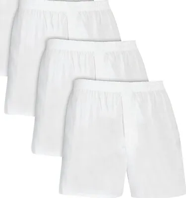 3 Fruit Of The Loom Men's Tag-Free Boxer Underwear Shorts White  Woven • $20.99