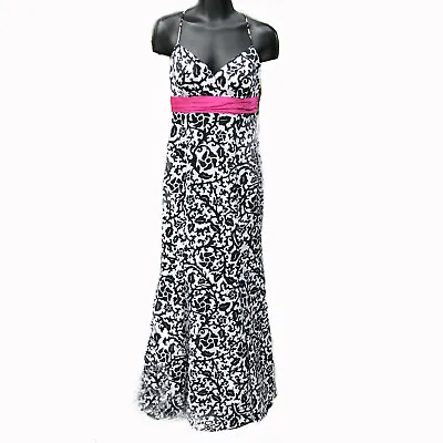 Betsy And Adam Formal Dress Juniors XS Linda Bernell Black Floral Prom Womens • $57.95