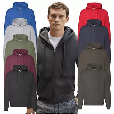 Fruit Of The Loom Premium Zip Hooded Sweatshirt Mens Smart Casual Jacket S-2XL • £20.67