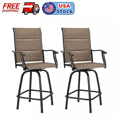 Patio Chair Set Of 2 Swivel Bar Stools Bistro High Chairs Lawn Outdoor Furniture • $179.99