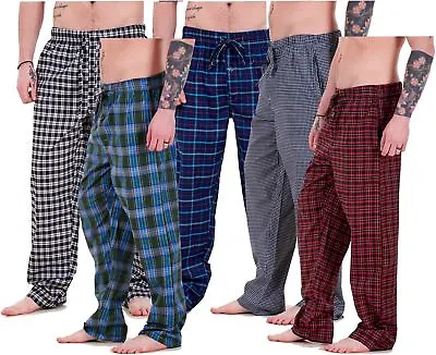 Mens Pyjama Bottoms Rich Cotton Woven Check Lounge Pant Nightwear Big 3XL To 5XL • £8.95