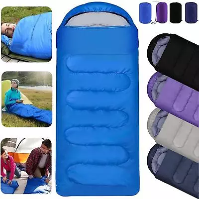 3 - 4 Season Sleeping Bags Outdoor Camping Zip Up Rectangular Envelop Kids Adult • £15.99