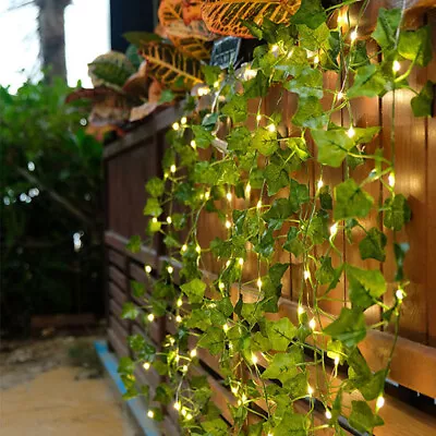 Artificial Ivy Garland Fake Vines With LED 10M String Lights Hanging Plant Decor • £10.31