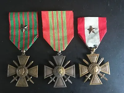£60 • Buy Three Original French Croix De Guerre Medals.