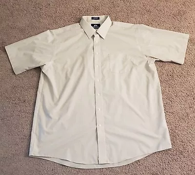 Stafford Shirt Mens 18 Tan Wrinkle Free Short Sleeve Button Up Cotton Blend  • $9.45