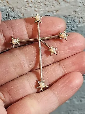Vintage Pearl MIKIMOTO Sterling Silver  Southern Cross  Ladies Brooch Pin • $279