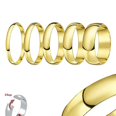 18ct Yellow Gold Ring Heavy D Shaped Wedding Ring Band • £305