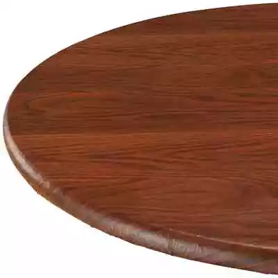 Round Elasticized Table Cover Mahogany Wood Grain Vinyl 45-56  • $11