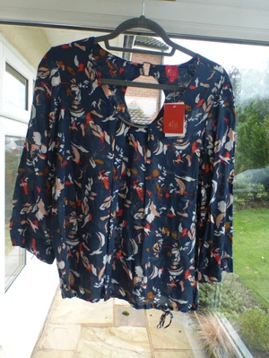 £4.99 • Buy Miss Captain MISS Petrol Blue Print Blouse Top EU 38 UK 10