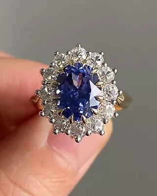3.0ct Big Oval Cut Sapphire Halo Lab Created Engagement Ring For Women-Size-5-12 • $90