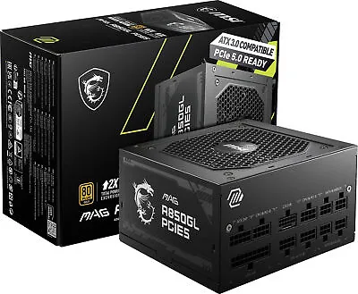 MSI - A850GL PCIE 5 850W ATX 3.0 Full Modular 80 Plus Gold Gaming Power Suppl... • $89.99