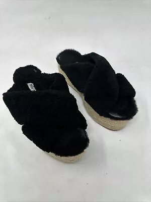 Miu Miu Shearling Espadrilles  Criss-cross Strap Platform Sandals Size 36 • $80