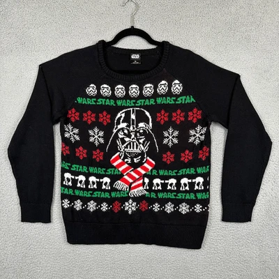 $34.77 • Buy Star Wars Darth Vader Sweater Mens XL Black Pullover ATATs Ugly Christmas Scarf