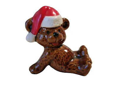 Vintage Japan Christmas Teddy Bear Wearing Santa Hat Figurine  • $6.99