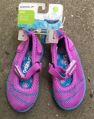 £8.07 • Buy NWT SPEEDO Water Shoes Girls  Mary Jane Magenta/ Aqua Blue Sz.Small  5/6