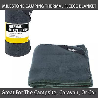 Milestone Camping Thermal Polar Fleece Blanket / Charcoal Colour / 150cm X 120cm • £10.99