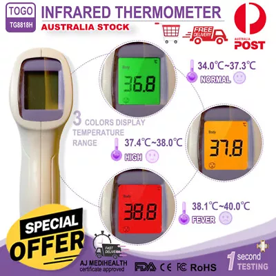 Infrared Forehead Thermometer Non Contact Digital Gun CE Baby Adult Medical  ℃/℉ • $30.76