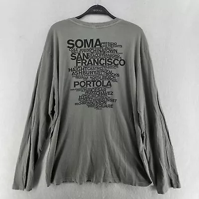James Perse Shirt  Mens Sz 4 Gray  San Francisco Graphic Print Long Sleeve Y2K • $28.99