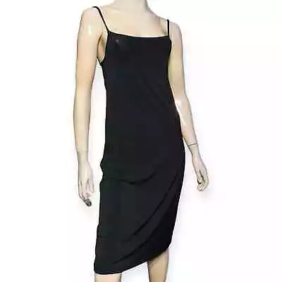 DKNY Vintage Women’s Size S Black Spaghetti Strap Stretchy Midi Slip Dress • $80