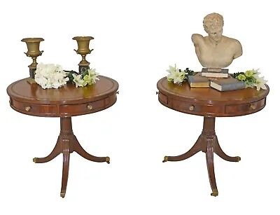 Victorian Drum Tables Pair Mahogany Side Tables • $2050