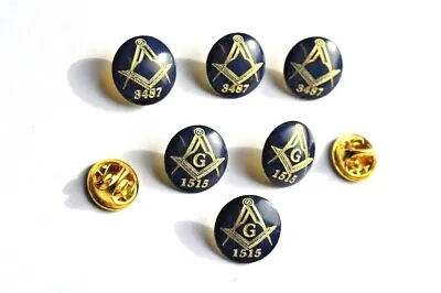 MASONIC LAPEL BADGE/TIE PIN X6 PERSONALISED GIFT SOLID BRASS WITH OWN LODGE No • £12.99