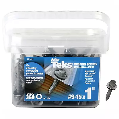 Teks #9 X 1 In. HEX Washer Head Sharp PT Metal-To-Wood Roofing Screws 360CT • $52.97