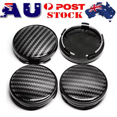 4pcs 60mm Car Wheel Center Caps Carbon Fiber Black Central Hub Centre Hubcaps • $18.99