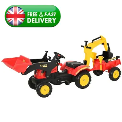 £107.41 • Buy Large Kids Tractor Pedal Ride On Excavator Go Kart Farm Truck Trailer Digger NEW