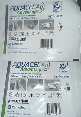 2 Dressings -AQUACEL AG Advantage SILVER 4x5  Antimicrob  Wound  CONVATEC 422299 • $21.79