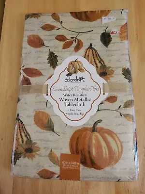 Colordrift Metallic Foil Tablecloth Pumpkin Fall Decor  60” 120  • $15