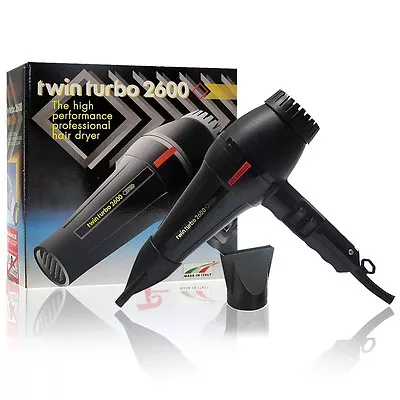 Twin Turbo 2600 Hair Dryer BLACK - Made In ITALY  • $115.94