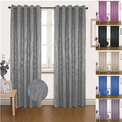 Blackout Thermal Curtains Eyelet Ring Top Ready Made  Seville  Black Blue Pink • £24.79