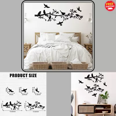 5 Pcs Metal Wall Art Birds On The Branch Metal Wall Art Decor Hanging Leaves Wit • $24.99