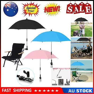 $35.99 • Buy Universal Stroller Sunshade Chair Umbrella UV Protection Beach Adjustable 360°