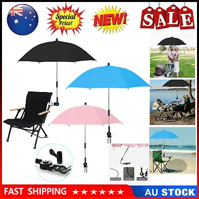 Universal Stroller Sunshade Chair Umbrella UV Protection Beach Adjustable 360° • $35.99