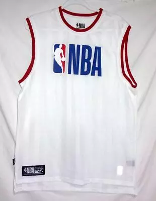 NBA Official Logo Jersey Mens White Red Blue Sleeveless Tank Top Shirt Size L • $29