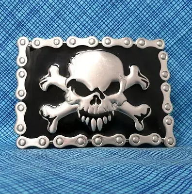 Skull Crossbones Belt Buckle Biker Motorcycle Chain Halloween Cosplay Vtg.DBD355 • $24.98