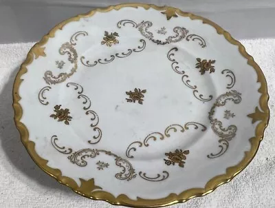 Cupcake Plate Stand Porcelain Metal Ornate Stand Gold Trim R Vtg 7 5/8 In • $19.89