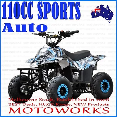 $949 • Buy MOTOWORKS 110CC Sports Auto ATV QUAD Dirt Bike Gokart 4 Wheeler Buggy Kids Blue